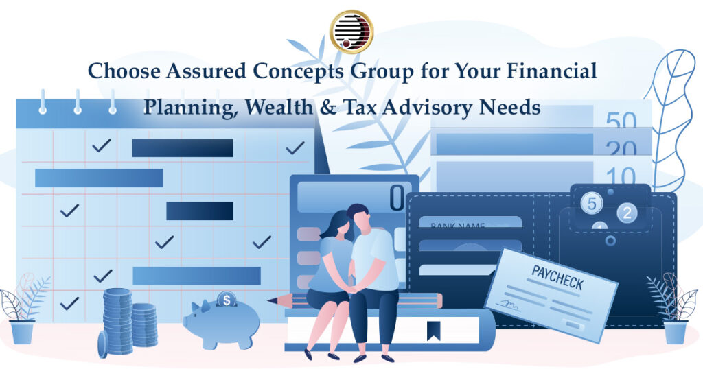 graphic of couple and financial imagery